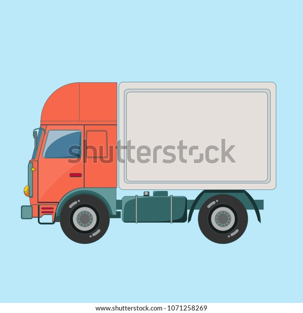 Truck delivery\
illustration isolated on background in flat style. Trucking and\
delivery concept\
design.