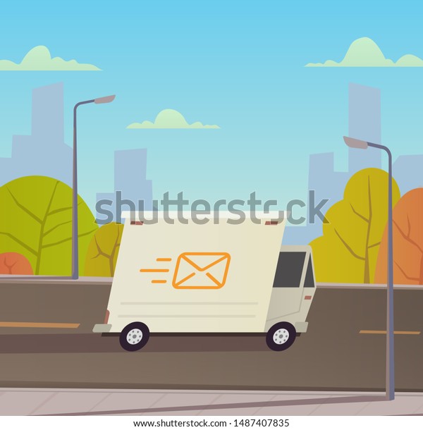 Truck delivery\
services. Flat\
illustration