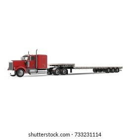 Truck Double Drop Trailer On White Stock Illustration 733231114 ...