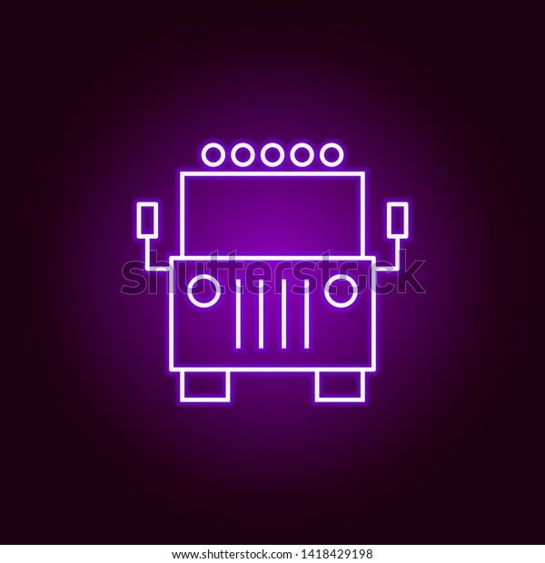 truck front view outline\
icon in neon style. Elements of car repair illustration in neon\
style icon. Signs and symbols can be used for web, logo, mobile\
app, UI, UX