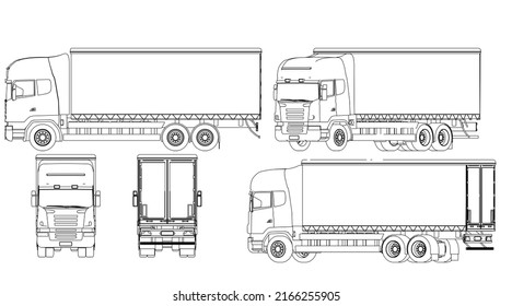 Truck Hand Drawing And Sketch Black And White.