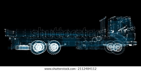 Truck Hologram. Transportation and
Technology Concept. Interface element. 3d
illustration