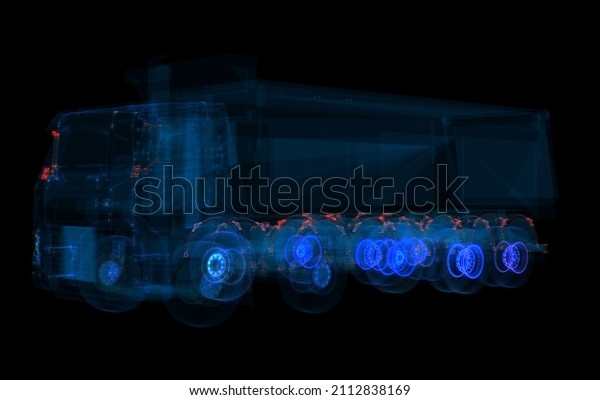 Truck Hologram. Transportation and
Technology Concept. Interface element. 3d
illustration