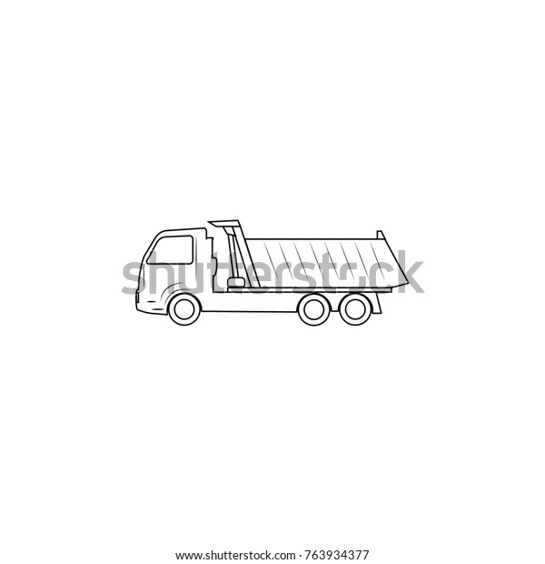 Truck line icon on the\
white background.