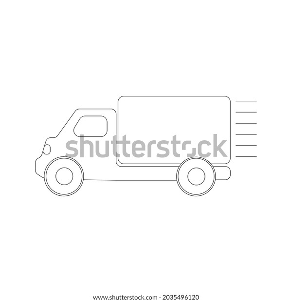 Truck linear icon on a white background.\
Thin black line customizable illustration.\
