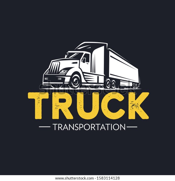 Truck logo. Transportation.  Monochrome
style.
Illustration.