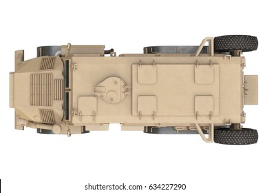 Truck Military Army Transportation Vehicle, Top View. 3D Rendering