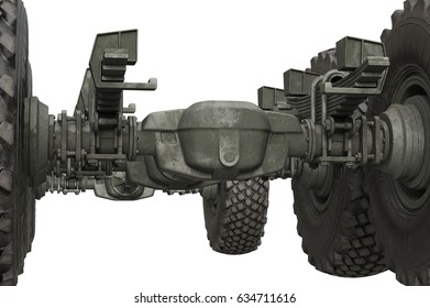 Truck Military Undercarriage Chassis Frame, Close View. 3D Rendering