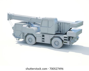 Truck Mounted Crane On White Construction Stock Illustration 700527475 ...