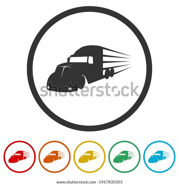 Truck\
ring icon isolated on white background color\
set