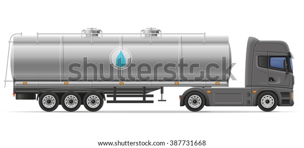 truck semi trailer with tank\
for transporting liquids illustration isolated on white\
background