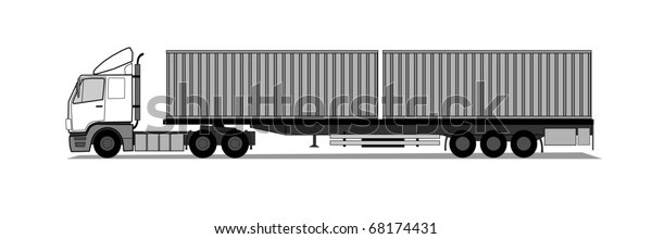 Truck with shipping\
containers
