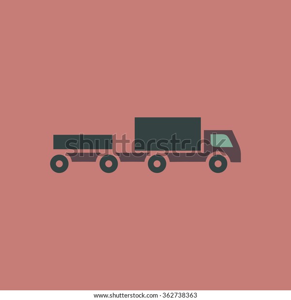 Truck with trailer. Simple flat color icon on
colorful
background