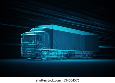 Truck Xray Blue Transparent Line Background Stock Illustration ...