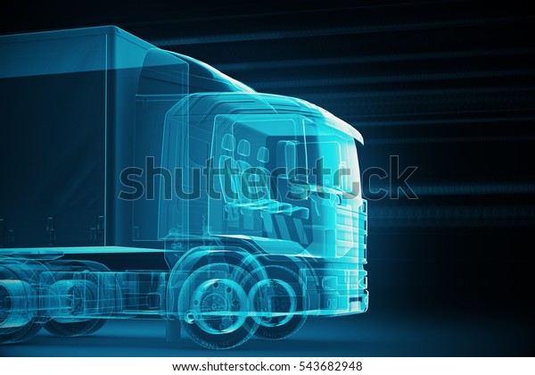 Truck Xray Blue Transparent Line Background Stock Illustration ...