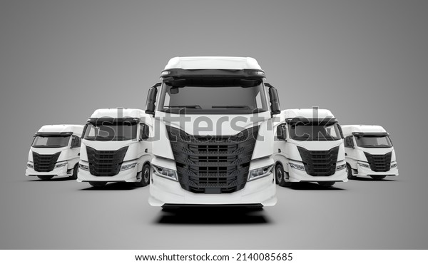 Trucks fleet\
on a grey background: 3D\
illustration
