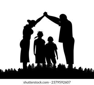 True love, family. Mother, father  and child. Family Silhouette, silhouette family, child, - Powered by Shutterstock