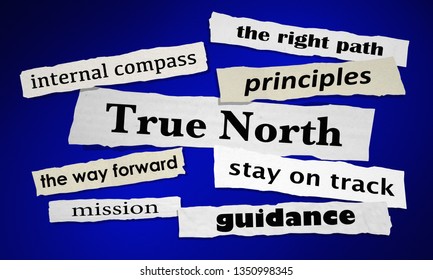 True North Guiding Principles Compass News Headlines 3d Illustration