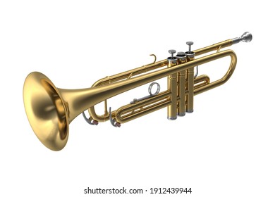 Trumpet 3D illustration on white background
