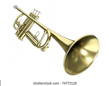 Trumpet Against Black Background 3d Rendered Stock Illustration ...