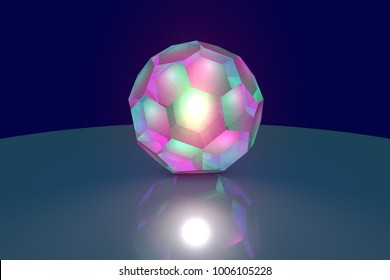 Truncated Icosahedron. Magic Crystal, Technology Background, 3d Illustration