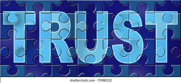 Trust And Honor Financial Business Symbol Representing The Concept Of Integrity With A Completed Puzzle As A Symbol Of Strenght And Teamwork.