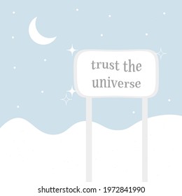 Trust The Universe Concept Quote Card,  Stars And Moon, 