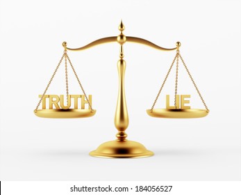 Truth and Lie Justice Scale Concept isolated on white background