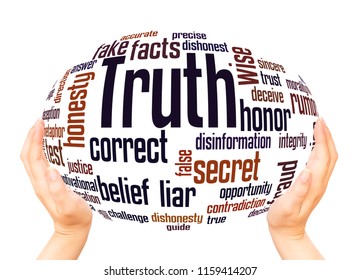 Truth word cloud hand sphere concept on white background.