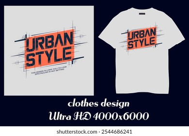 A t-shirt design with "Urban Style" text in a bold font overlaid with abstract geometric patterns. - Powered by Shutterstock