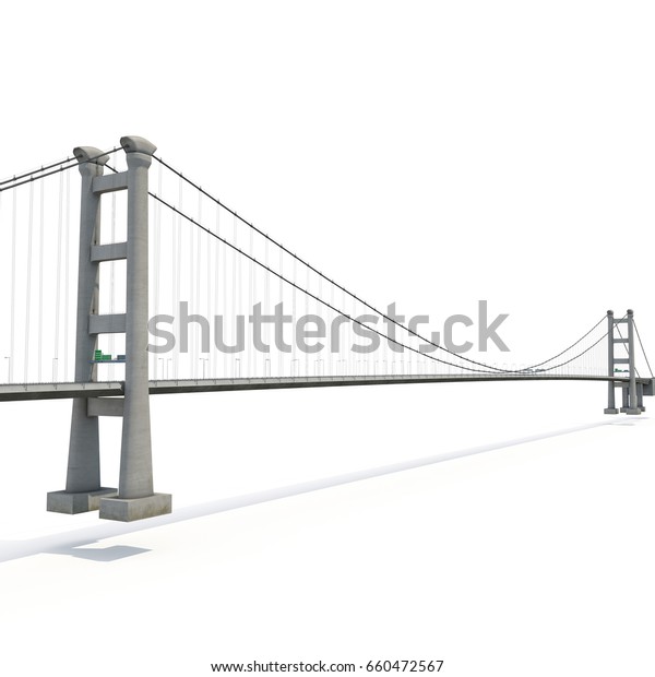 Tsing Ma Bridge On White 3d 库存插图