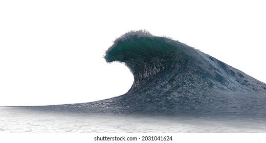 Tsunami wave apocalyptic water view storm. 3D illustration isolated on white background