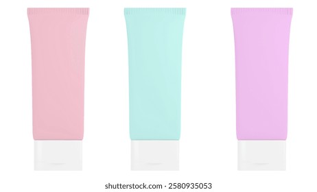 Tube packaging in a clean vibrant pastel color. Premium cosmetic mockup perfect for skincare, beauty, and personal care product presentations. ideal for creams, lotions, serums, and facial cleanser