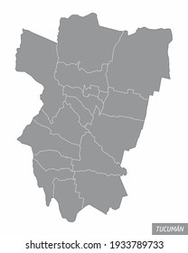 The Tucuman province isolated map divided in departments, Argentina
