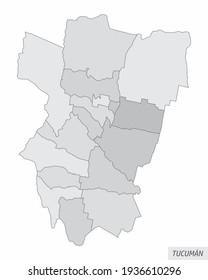 The Tucuman province isolated map divided in departments, Argentina