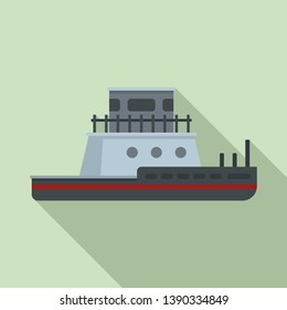 Tug Boat Icon. Flat Illustration Of Tug Boat Icon For Web Design
