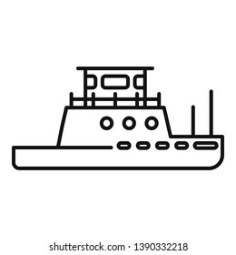 Tug Boat Icon. Outline Tug Boat Icon For Web Design Isolated On White Background