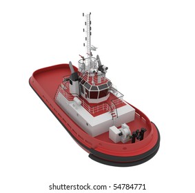 Tug Boat  Isolated On White Background.3d Render.