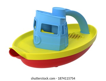 Tugboat Bath Toy 3D Illustration On White Background