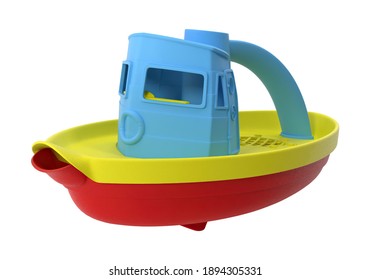 Tugboat Bath Toy 3D Illustration On White Background