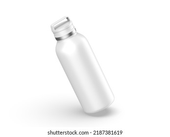 Tumbler Thermos Flask Mockup Template On Isolated White Background, 3d Render Illustration.