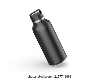 Tumbler Thermos Flask Mockup Template On Isolated White Background, 3d Render Illustration.