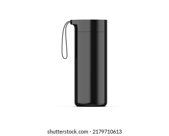 Tumbler Thermos Flask Mockup, Vacuum Suction Bottom Office Stainless Steel Coffee Mug Bottle, 3d Render Illustration.