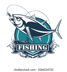 Tuna Big Fishing On White Logo Stock Vector (Royalty Free) 1717770307