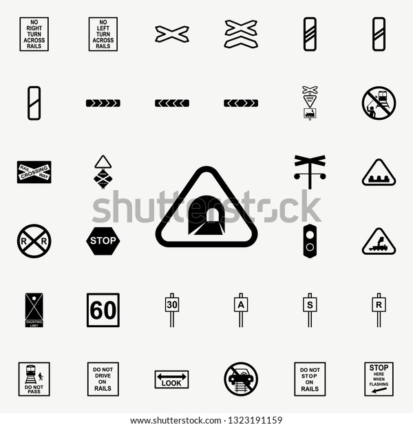 tunel sign icon. Railway Warnings icons universal
set for web and
mobile