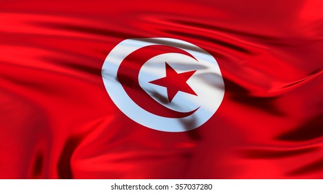 Tunisia National Flag Background Fabric Texture Stock Illustration 