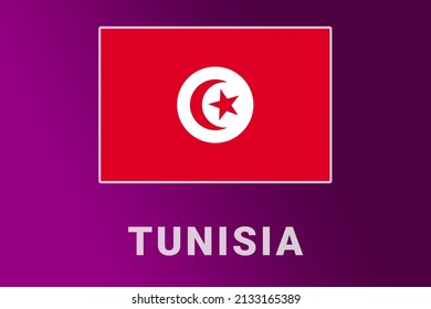 Tunisia  Flag. TN National Banner. Tunisia  Patriotism Symbol And Name. Nation Independence Logo TUN. State Banner Of Capital Of  Tunisia  On Purple.