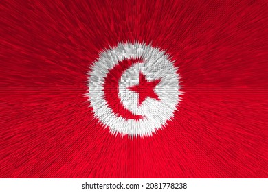 Tunisia  Flag. TN National Goverment Logo. State Banner Of Capital Of  Tunisia  City. Tunisia  Patriotism Symbol. Nation Independence TUN. Flag Styling Extrusion Of Pyramid. 3D Image