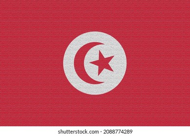 Tunisia  Flag. TN National Goverment Logo. State Banner Of Capital Of  Tunisia . Tunisia  Patriotism Symbol. Nation Independence TUN. Flag With Filter Texturization. 2D Image