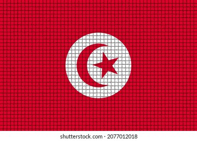 Tunisia  Flag. TN National Logo. Tunisia  Patriotism Symbol. State Banner Of Capital Of  Tunisia . Nation Independence TUN Flag With Filter Tiles. 2D Image